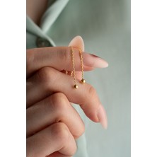 Nereze 925 Ayar Gümüş Gold Kaplama Minik Toplu Zincir Küpe