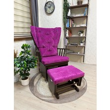Asedia Mama Puflu Ceviz Fuşya Minderli Sallanan Sandalye Emzirme Koltuğu