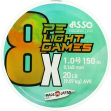 Asso 8x Light Games Pe 8 Örgü Spin Ip Misina 150MT Multicolor 1.5 Pe