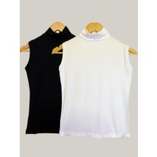 Betimoda Kadın Sıfır Kol Yarım Balıkçı Yaka Body Beyaz 2 Adet