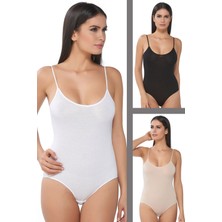 Sevim Kadın Ince Askılı Çıtçıtlı Body 3'lü