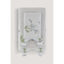 Arliva Home Nergıs Kadıfe Nakıslı Çeyız Havlusu Grı 30X50