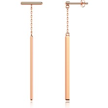 İndigo Takı Sallantılı Sade Çubuk Rose Gümüş Küpe