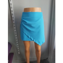 My Model Mavi Asimetrik Detay Mini Etek