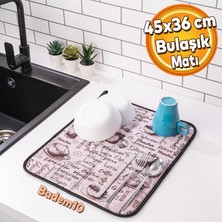 Badem10 Bulaşık Kurutma Matı Kurulama Bezi Örtüsü Tezgah Üstü Ped Mutfak Bulaşıklık Yıkanabilir 45X36 cm