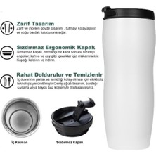 Thermohis Çift Katman Sızdırmaz Vakumlu 450ML Beyaz Paslanmaz Çelik Küçük Termos Bardak Kahve Termosu