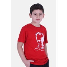 Atatürk Baskılı İmzalı Kırmızı Unisex Çocuk T-shırt 00256