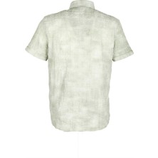 Ncs Erkek Haki Gofre Kumaş Slim Fit Dar Kesim Düğme Yaka Kısa Kol Gömlek Jeans 7232