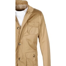 Erkek Safari Camel Baharlık Ince Astarlı Slim Fit Düğmeli Ve Fermuarlı Pamuklu Ceket Jeans 4951