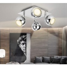 Mylights 4lü Krom Spot  Küre Panasonıc Gün Işığı Ampullü Hareketli Duvar Aplik  LED Avize