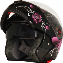 Free-M 961 Black-Rose Çene Açılır Güneş Vizörlü Kask