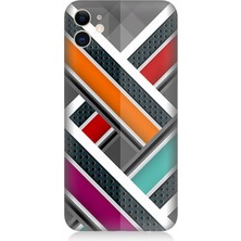 Karizma Tablo Apple iPhone 11 Uyumlu Silikon Kılıf Renkli Pastel Şeritler