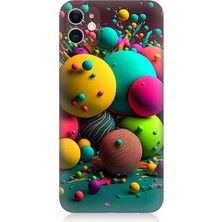 Karizma Tablo Apple iPhone 11 Uyumlu Silikon Kılıf Renkli Küre Daireler
