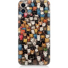 Karizma Tablo Apple iPhone 12 Uyumlu Silikon Kılıf Renki Sevimli Kediler