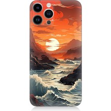 Karizma Tablo Apple iPhone 14 Pro Uyumlu Silikon Kılıf Deniz Dağ ve Gün Batımı