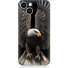 Karizma Tablo Apple iPhone 14 Uyumlu Silikon Kılıf Beyaz Başlı Kara Kartal