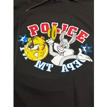 Gönülden Tasarım 23X29 cm Ütü Ile Yapışan Police Yazılı Bugs Bunny Transfer Baskı Kot Tişört Arma