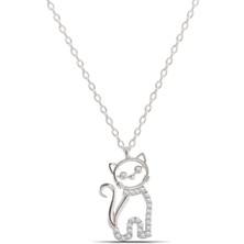 Parmas Design Kedi Tasarım 925 Ayar Gümüş Kadın Kolye