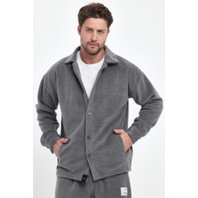 The Rule Erkek Ice Gri Oversize Fit Gömlek Yaka Tüylenme Yapmayan Kışlık Rahat Polar Gömlek RF0312