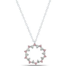 Parmas Design Manolya Pembe Zirkon Taşlı 925 Ayar Gümüş Kolye