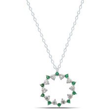 Parmas Design Manolya Yeşil Zirkon Taşlı 925 Ayar Gümüş Kolye