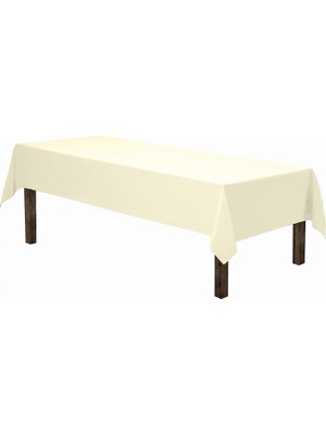 Zeren Home Sıvı Geçirmez Dertsiz Keten Masa Örtüsü Krem