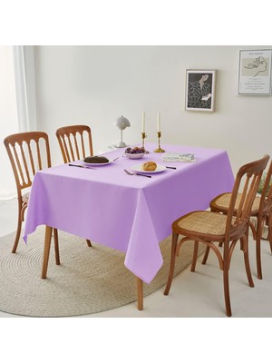 Zeren Home Sıvı Geçirmez Dertsiz Keten Masa Örtüsü Lila