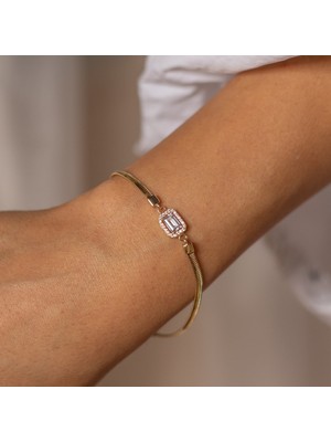 Oroline Jewelry 14 Ayar Altın Baget Kadın Bileklik Ob-26