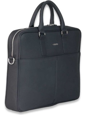 Guard Mat Siyah Laptop Girişli Hakiki Deri Evrak Çantası Erkek / Kadın P1886