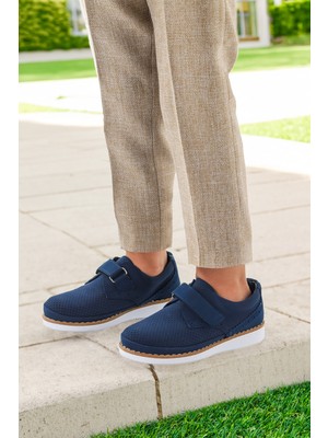 Kiko Kids Cırtlı Erkek Çocuk Okul Sünnet Ayakkabısı 100 Nubuk Lacivert