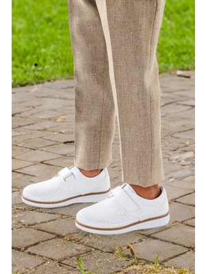 Kiko Kids Cırtlı Erkek Çocuk Okul Sünnet Ayakkabısı 100 Cilt Beyaz