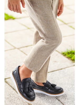 Kiko Kids Papyonlu Erkek Çocuk Okul Sünnet Ayakkabısı 184 Kroko Siyah