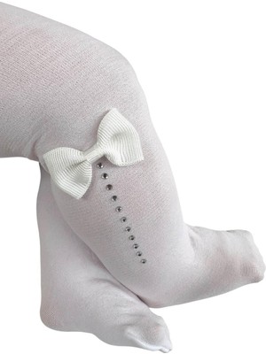 DayMod Süslü Mycro Bebek Külotlu Çorap Beyaz