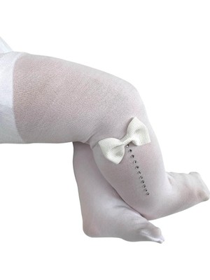 DayMod Süslü Mycro Bebek Külotlu Çorap Beyaz