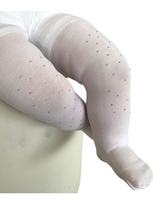 DayMod Mycro 50 Bebek Taşlı Külotlu Çorap Beyaz