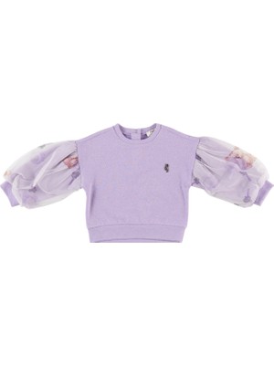Panço Kız Bebek Kolları Tül Detaylı Sweatshirt