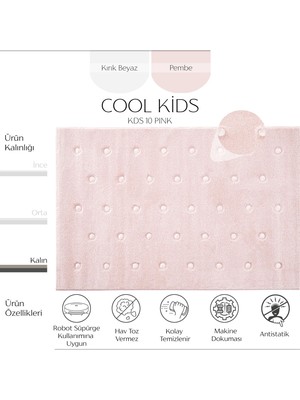 Cool Halı Cool Kids 10 Pembe Çocuk Odası Halısı Hav Toz Vermez Yumuşak Dokulu Bebek Odası Halısı