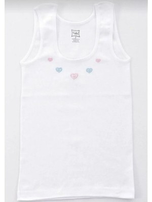 Tutku 0166 Kız Çocuk Kalın Askılı Atlet 6 Adet Nefes Alabilir Pamuklu Beyaz