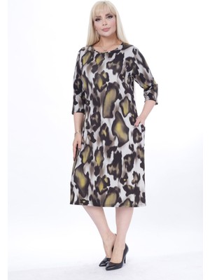 Modayız Çift Cepli Kışlık Büyük Beden Elbise 25B-2452