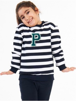 Patet Cizgili Harfli Cocuk Sweatshirt