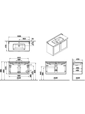 Vitra Root Classic Kapaklı Lavabo Dolabı 100 cm Mat Lacivert 68748