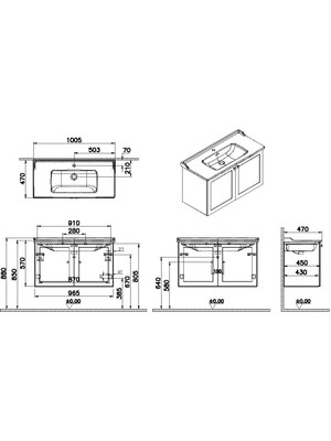 Vitra Root Classic Kapaklı Lavabo Dolabı 100 cm Mat Lacivert 68748