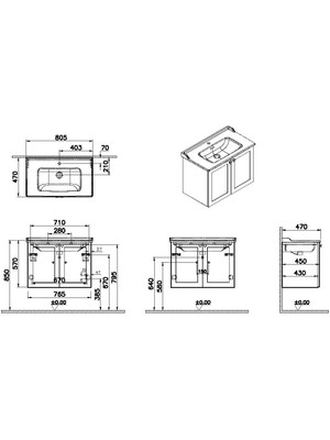 Vitra Root Classic Kapaklı Lavabo Dolabı 80 cm Mat Gri 68724