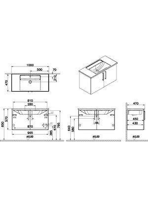 Vitra Root Flat Kapaklı Lavabo Dolabı 100 cm Mat Fırtına Gri 68167