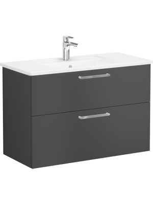 Vitra Root Flat 2 Çekmeceli Lavabo Dolabı 100 cm Mat Fırtına Gri 68308