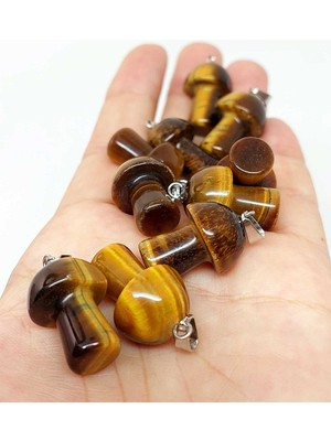 Yaşam Tohumu Kaplan Gözü Taşı Mantar Şekilli Kolye Ucu (42710)