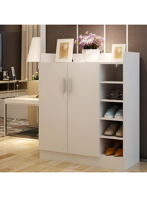 Aden Home Ayakkabılık, Raflı Kapaklı Ayakkabı Dolabı, Vestiyer Ayakkabılık, Beyaz Ayakkabılık, %100 Mdf