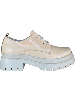 Liger Bağcıklı Yüksek Taban Kadın Oxford Ayakkabı NUDE