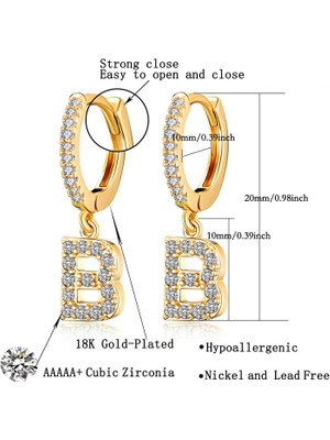 Fsfyb Kadınlar Kızlar Için Hoop Küpeler 18 K Altın Kaplama Zarif Küçük Dangle Hoop Kübik Zirkonya Ilk Küpe --- O (Yurt Dışından)
