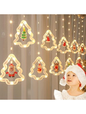 Fsfyb 12 Ft Noel Pencere Işıkları, 8 Modlu LED Pırıltı Işıklar Takın 10 Noel Dekoru, Yatak Odası Dış Mekan Iç Mekan Noel Süslemeleri Için Peri Işıkları, Arka Plan Için Perde Işıkları (Yurt Dışından)